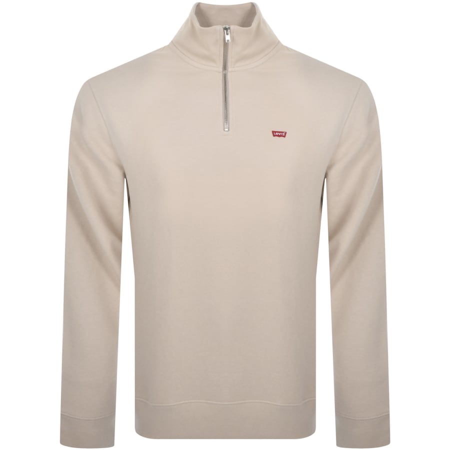 Levis Original Quarter Zip Sweatshirt Beige Mainline Menswear Denmark